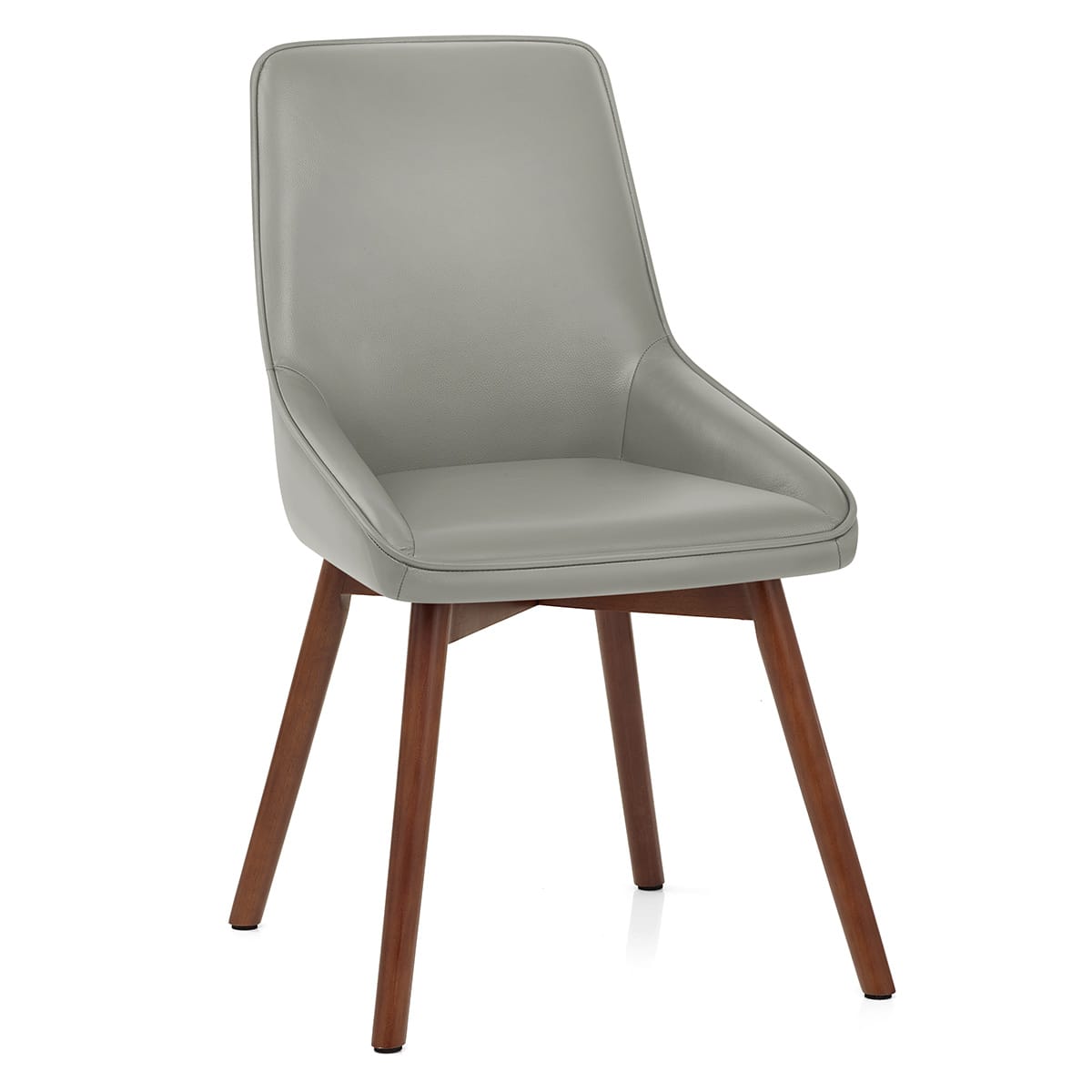 Chaise Cuir Veritable Bois - Vito Gris