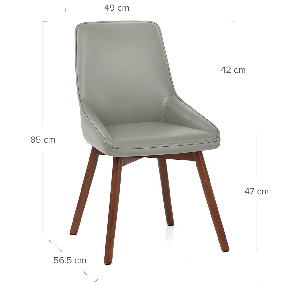 Chaise Cuir Veritable Bois - Vito Gris