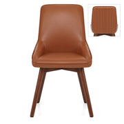 Chaise Cuir Veritable Bois - Vito Marron