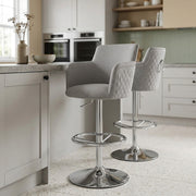 Chaise de bar Tissu Chrome - Vogue Gris 