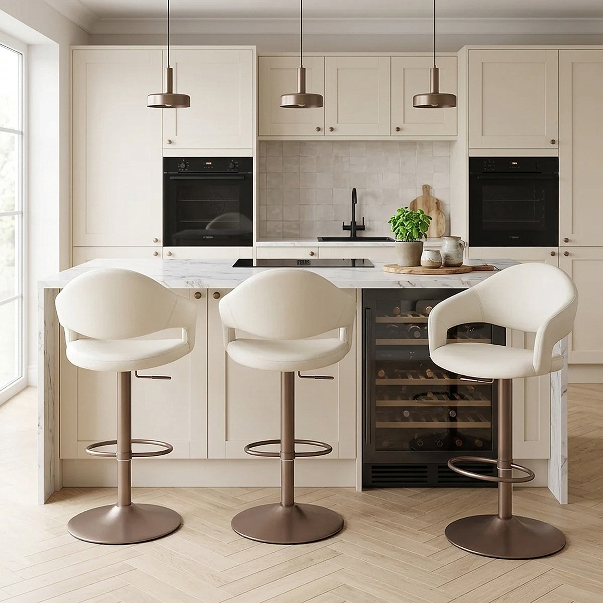 Tabouret de bar faux cuir - Washington Crème 