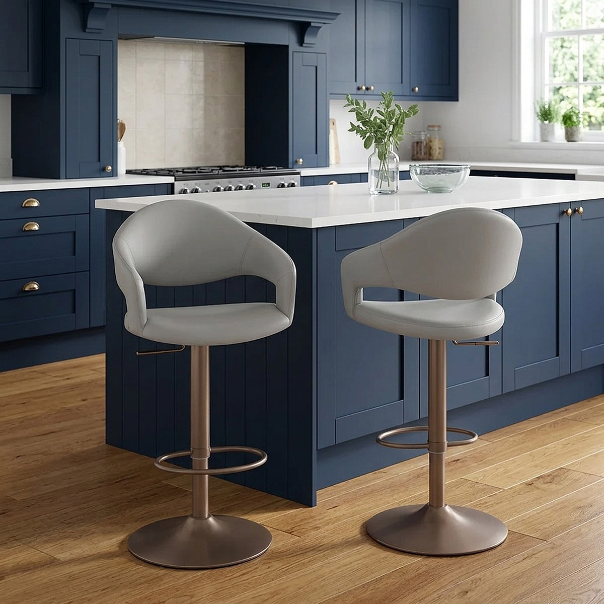 Tabouret de bar faux cuir - Washington Gris 
