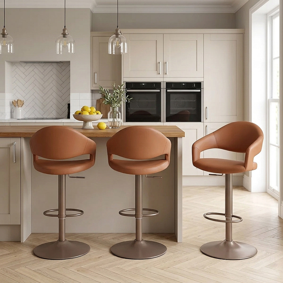 Tabouret de bar faux cuir - Washington Marron 