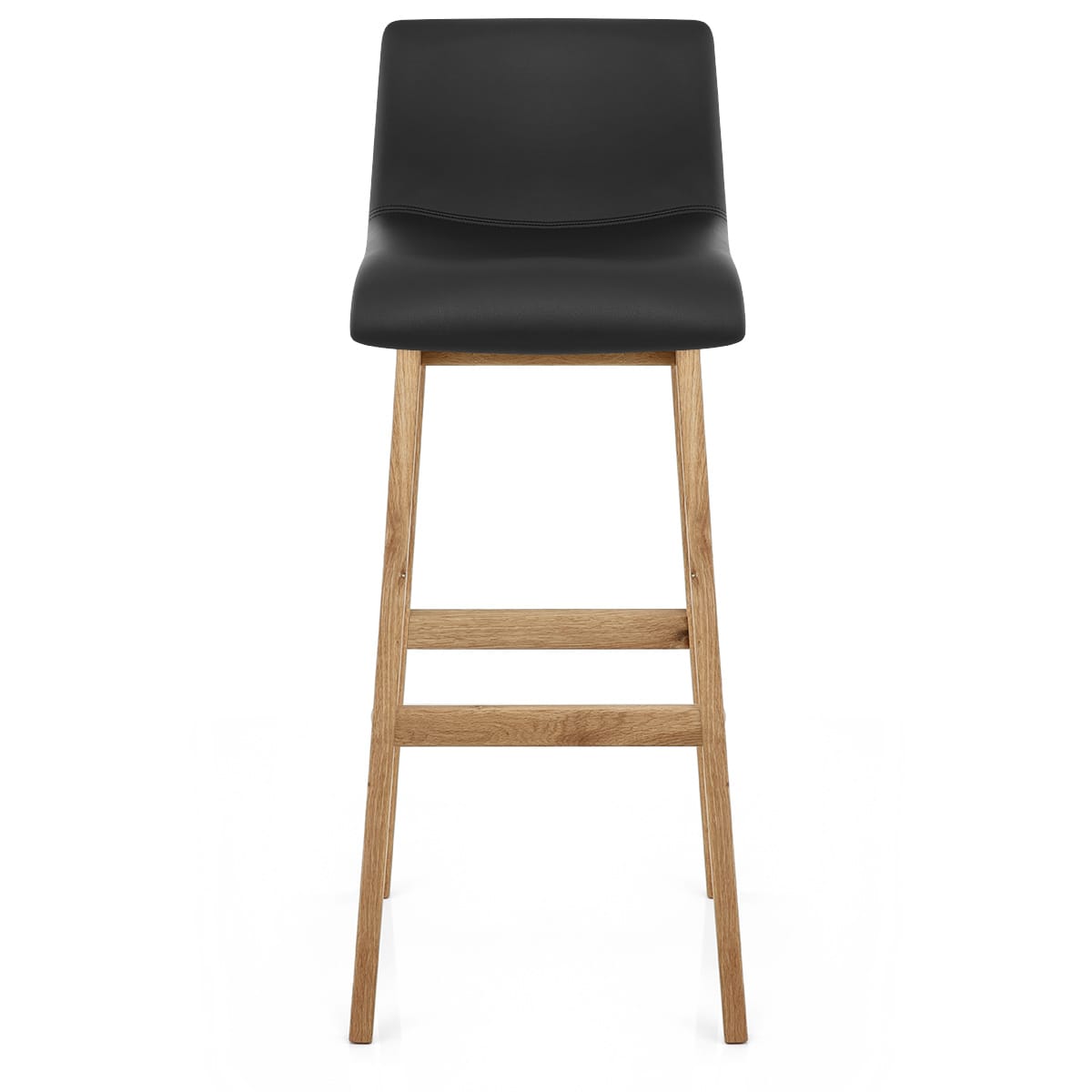 Tabouret de Bar Faux Cuir Bois - Wave Noir 