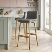 Tabouret de Bar Faux Cuir Bois - Wave Gris 