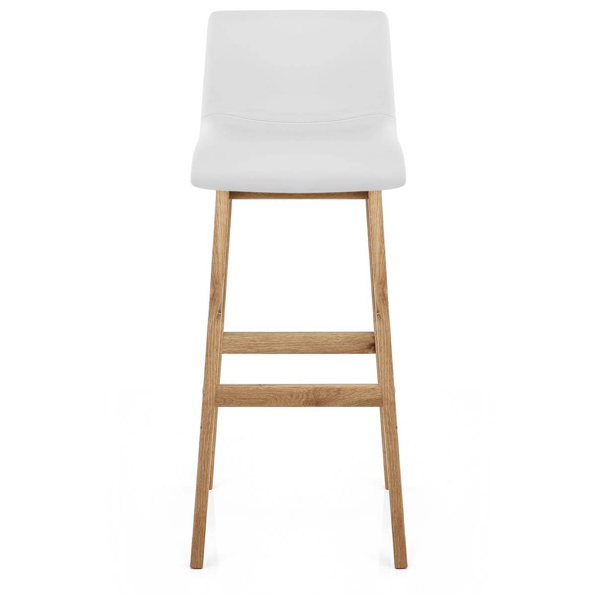 Tabouret de Bar Faux Cuir Bois - Wave Blanc 