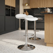 Chaise de Bar Faux Cuir Chrome - Zars Blanc 