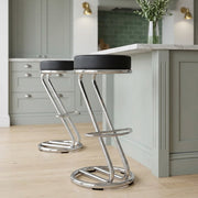 Tabouret Faux Cuir Chrome - Zaza Noir 